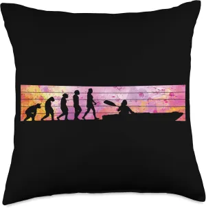 Women Gear Evolution Canoer Paddling Canoe Lover Throw Pillow, 18x18, Multicolor