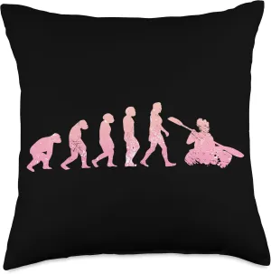 Women Gear Evolution Canoer Paddling Canoe Lover Throw Pillow, 18x18, Multicolor
