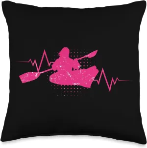 Women Gear Heartbeat Canoer Paddling Canoe Lover Throw Pillow, 16x16, Multicolor