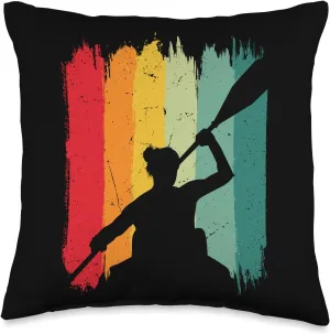 Women Gear Retro Canoer Paddling Canoe Lover Throw Pillow, 16x16, Multicolor