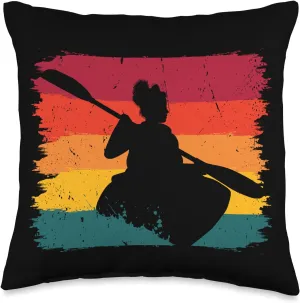 Women Gear Retro Canoer Paddling Canoe Lover Throw Pillow, 16x16, Multicolor