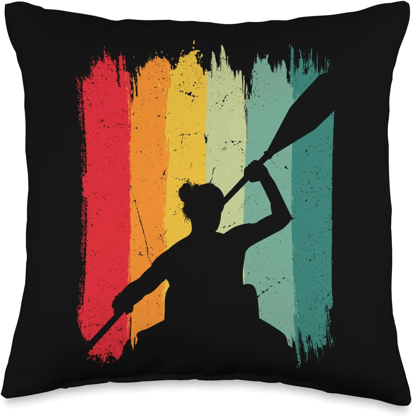 Women Gear Retro Canoer Paddling Canoe Lover Throw Pillow, 16x16, Multicolor