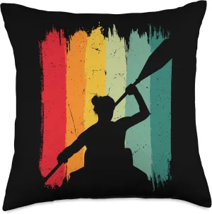 Women Gear Retro Canoer Paddling Canoe Lover Throw Pillow, 18x18, Multicolor