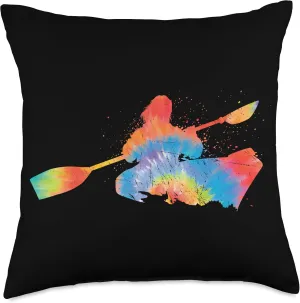 Women Gear Retro Canoer Paddling Canoe Lover Throw Pillow, 18x18, Multicolor