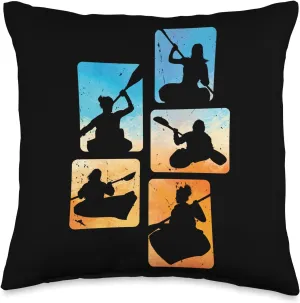 Women Gear Retro Canoer Seat Paddling Canoe Lover Throw Pillow, 16x16, Multicolor