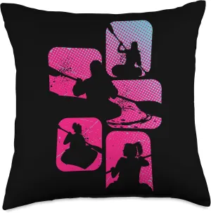 Women Gear Retro Canoer Seat Paddling Canoe Lover Throw Pillow, 18x18, Multicolor