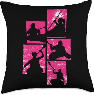 Women Gear Retro Canoer Seat Paddling Canoe Lover Throw Pillow, 18x18, Multicolor