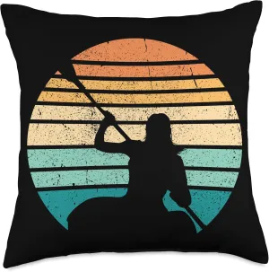 Women Gear Retro Sunset Canoer Paddling Canoe Lover Throw Pillow, 18x18, Multicolor