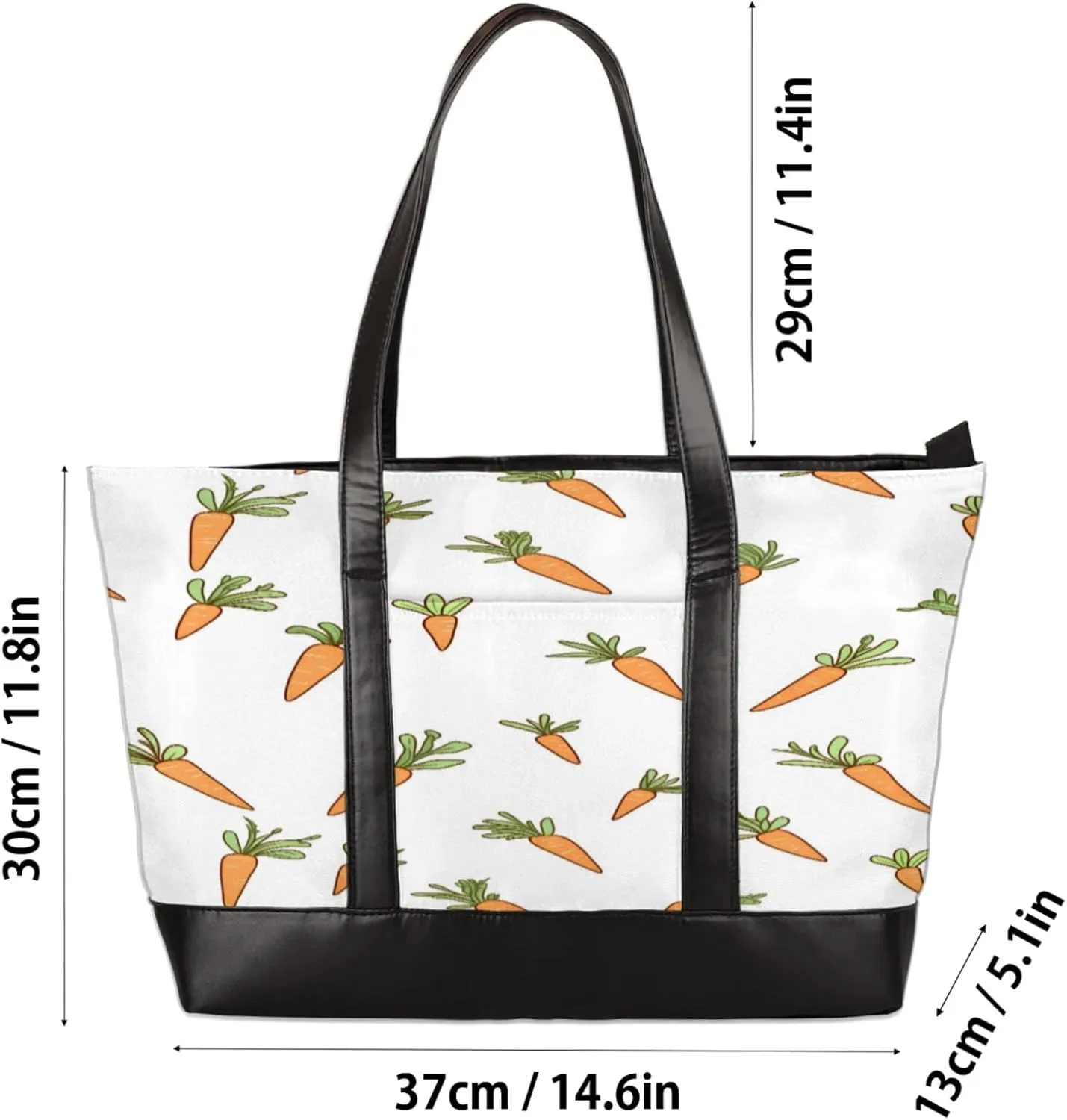 Women Tote Bag with Zipper, Shopper Handbag Travel Purse, PU Leather Laptop Tote Bags, Weekender Tote Bags