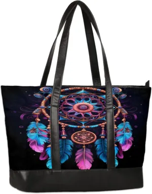 Women Tote Bag with Zipper, Shopper Handbag Travel Purse, PU Leather Laptop Tote Bags, Weekender Tote Bags