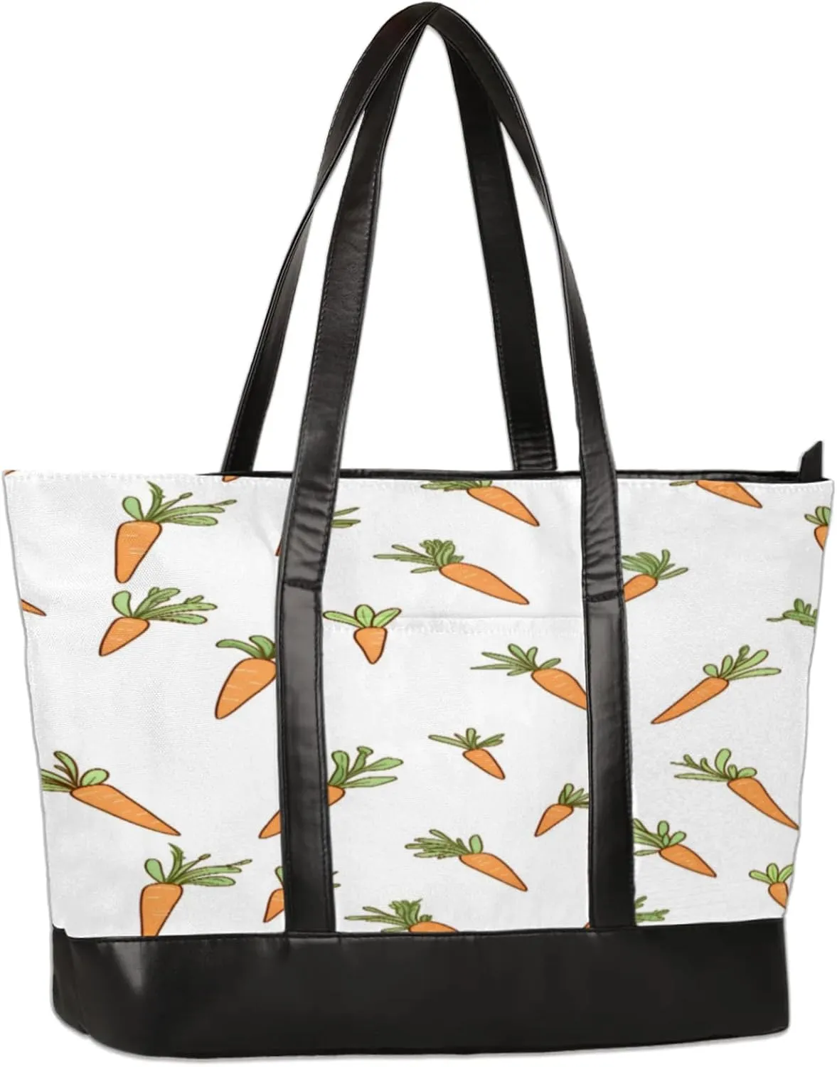 Women Tote Bag with Zipper, Shopper Handbag Travel Purse, PU Leather Laptop Tote Bags, Weekender Tote Bags