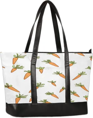 Women Tote Bag with Zipper, Shopper Handbag Travel Purse, PU Leather Laptop Tote Bags, Weekender Tote Bags