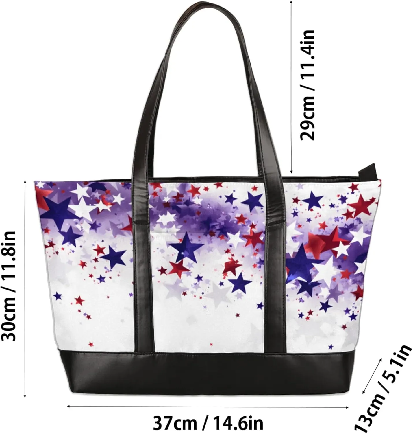 Women Tote Bag with Zipper, Shopper Handbag Travel Purse, PU Leather Laptop Tote Bags, Weekender Tote Bags