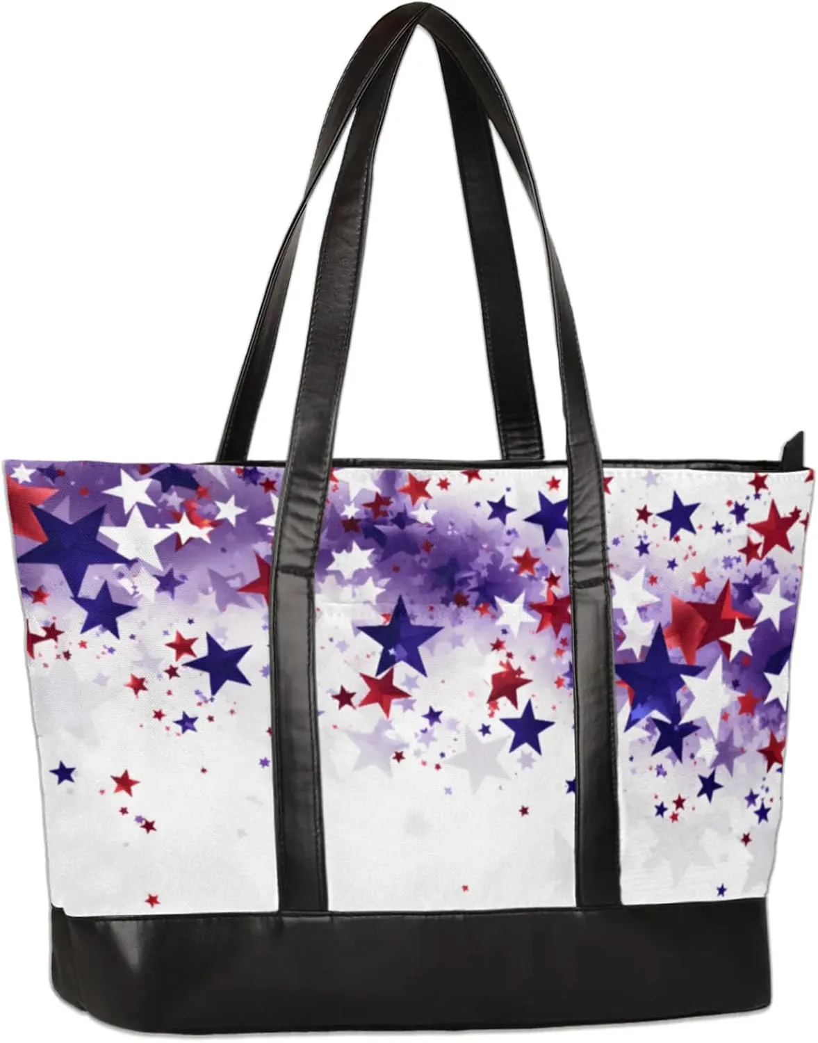 Women Tote Bag with Zipper, Shopper Handbag Travel Purse, PU Leather Laptop Tote Bags, Weekender Tote Bags