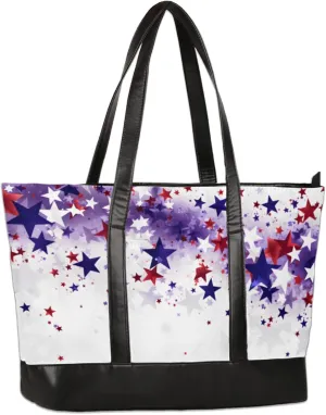 Women Tote Bag with Zipper, Shopper Handbag Travel Purse, PU Leather Laptop Tote Bags, Weekender Tote Bags