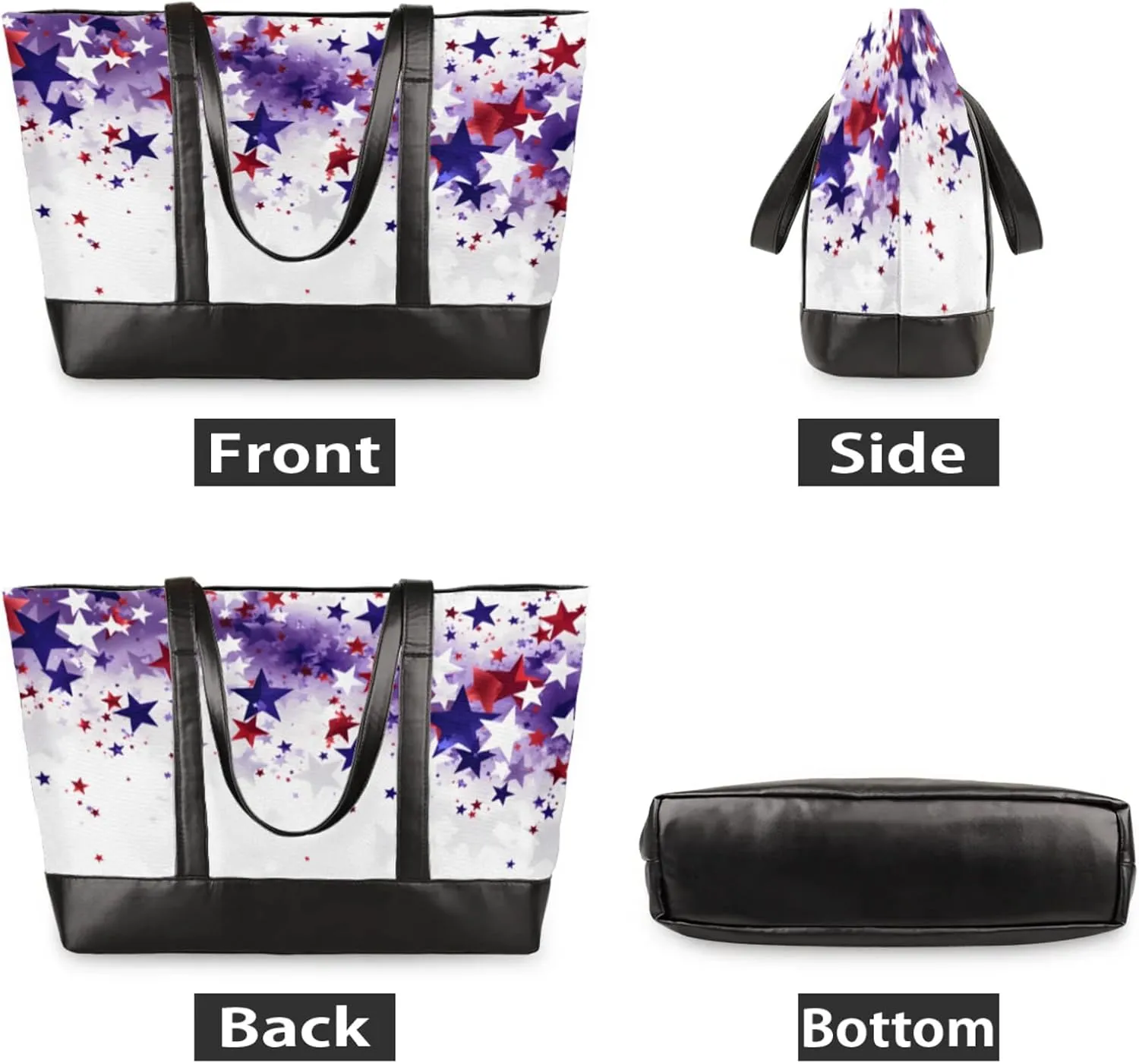 Women Tote Bag with Zipper, Shopper Handbag Travel Purse, PU Leather Laptop Tote Bags, Weekender Tote Bags