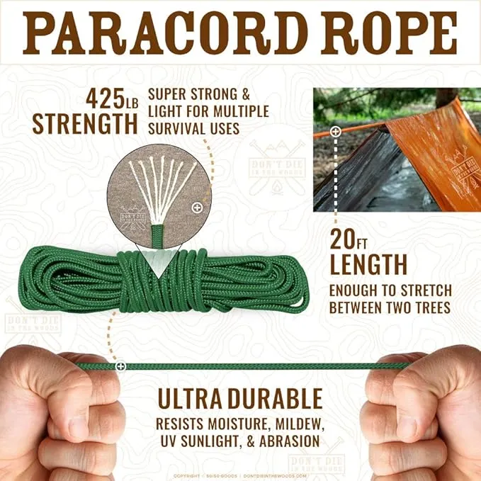 World's Toughest Ultralight Survival Tent • 2 Person Mylar Emergency Shelter Tube Tent   Paracord • Year-Round All Weather Protection for Hiking, Camping, & Outdoor Survival Kits