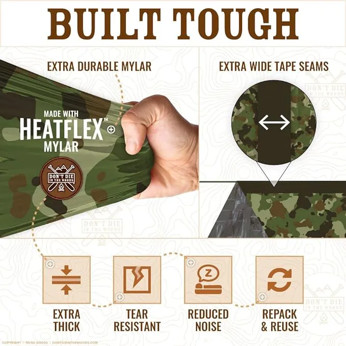 World's Toughest Ultralight Survival Tent • 2 Person Mylar Emergency Shelter Tube Tent   Paracord • Year-Round All Weather Protection for Hiking, Camping, & Outdoor Survival Kits