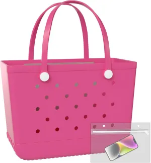 X-Large Beach Tote, Waterproof Zipper Inner Bag, Washable Durable Rubber Tote, Leisure and Storage Bag