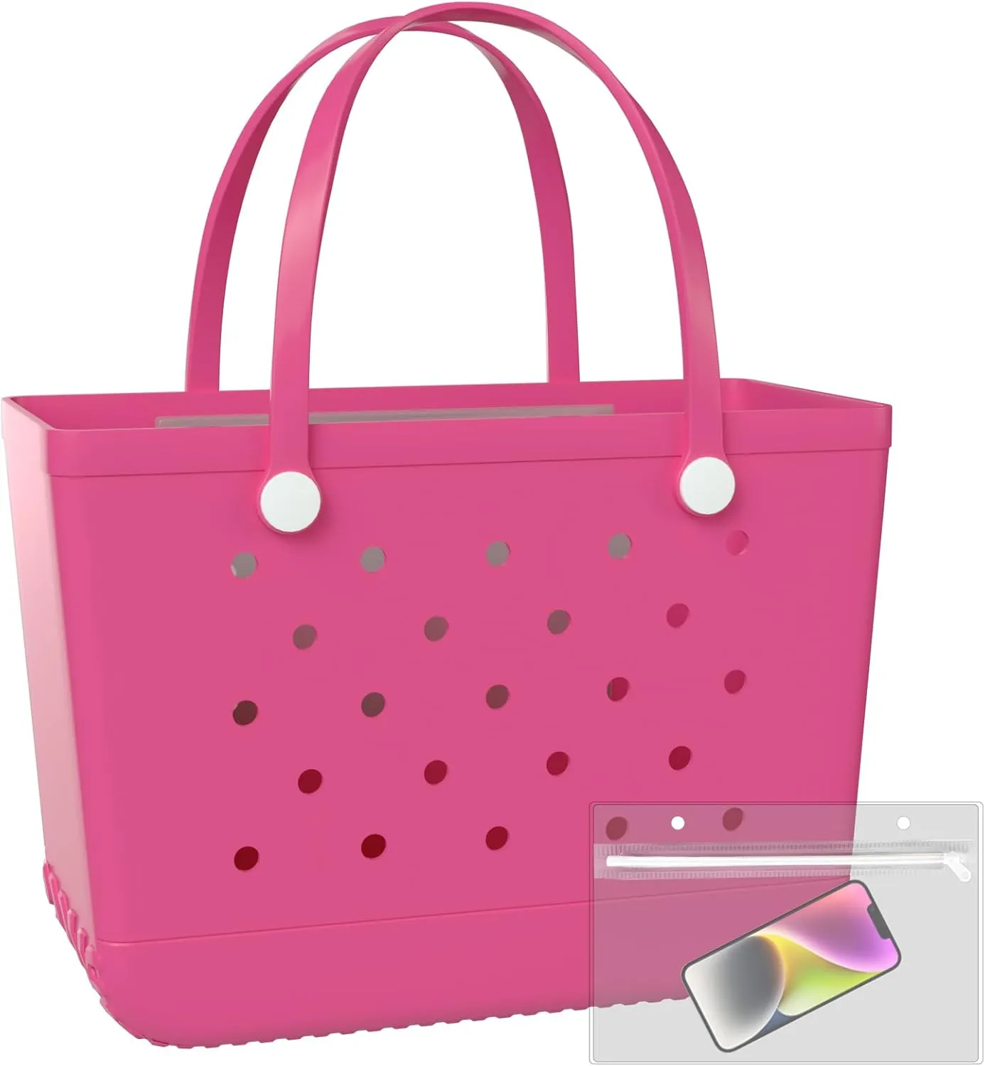X-Large Beach Tote, Waterproof Zipper Inner Bag, Washable Durable Rubber Tote, Leisure and Storage Bag