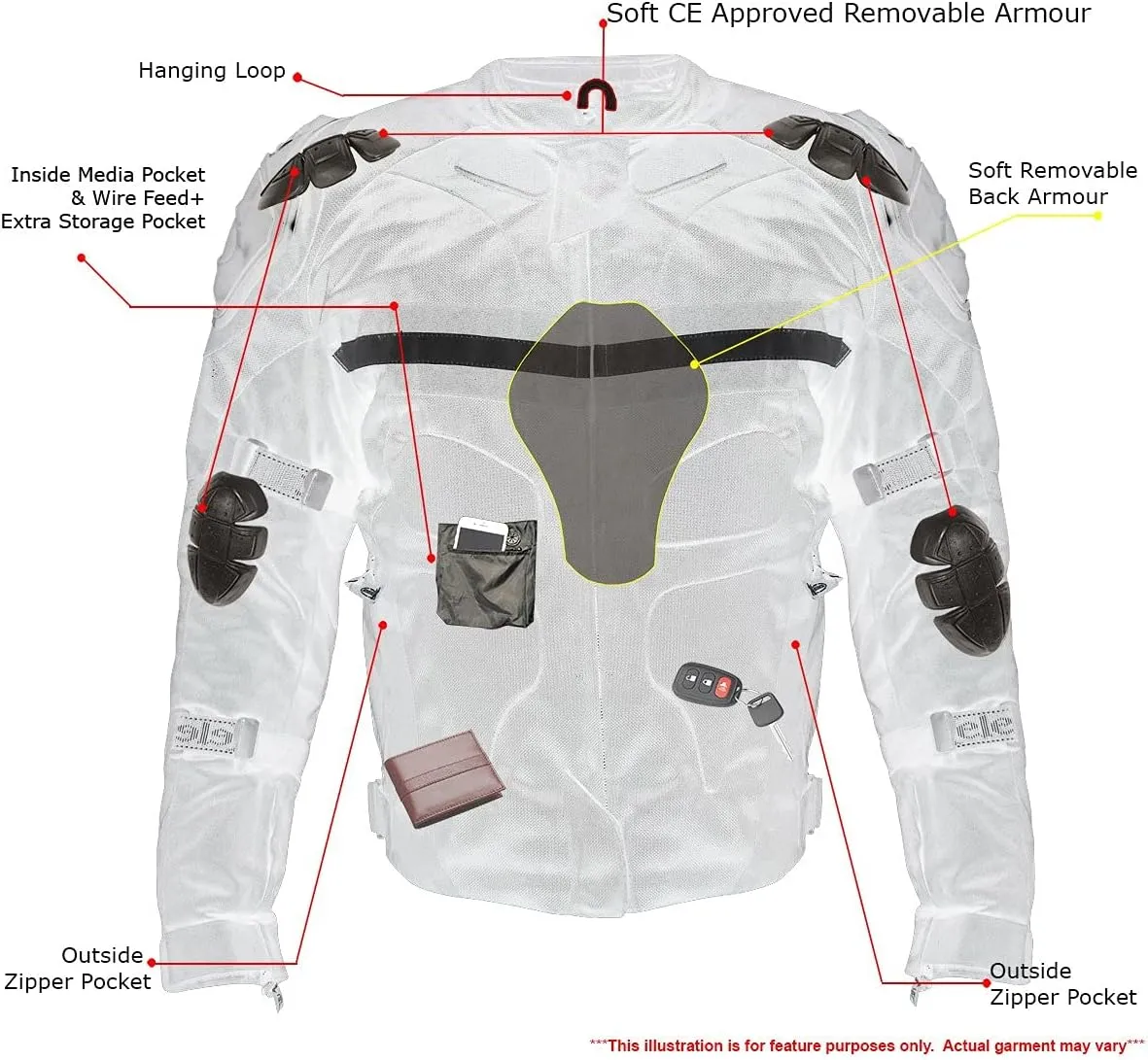 Xelement CF751 Black Tri-Tex Mesh Motorcycle Sport Jacket For Men with X Armor