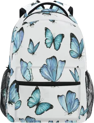 xigua Blue Butterfly Backpacks Waterproof Laptop Casual Daypack Tablet Travel Backpack School Bag with Multiple Pockets