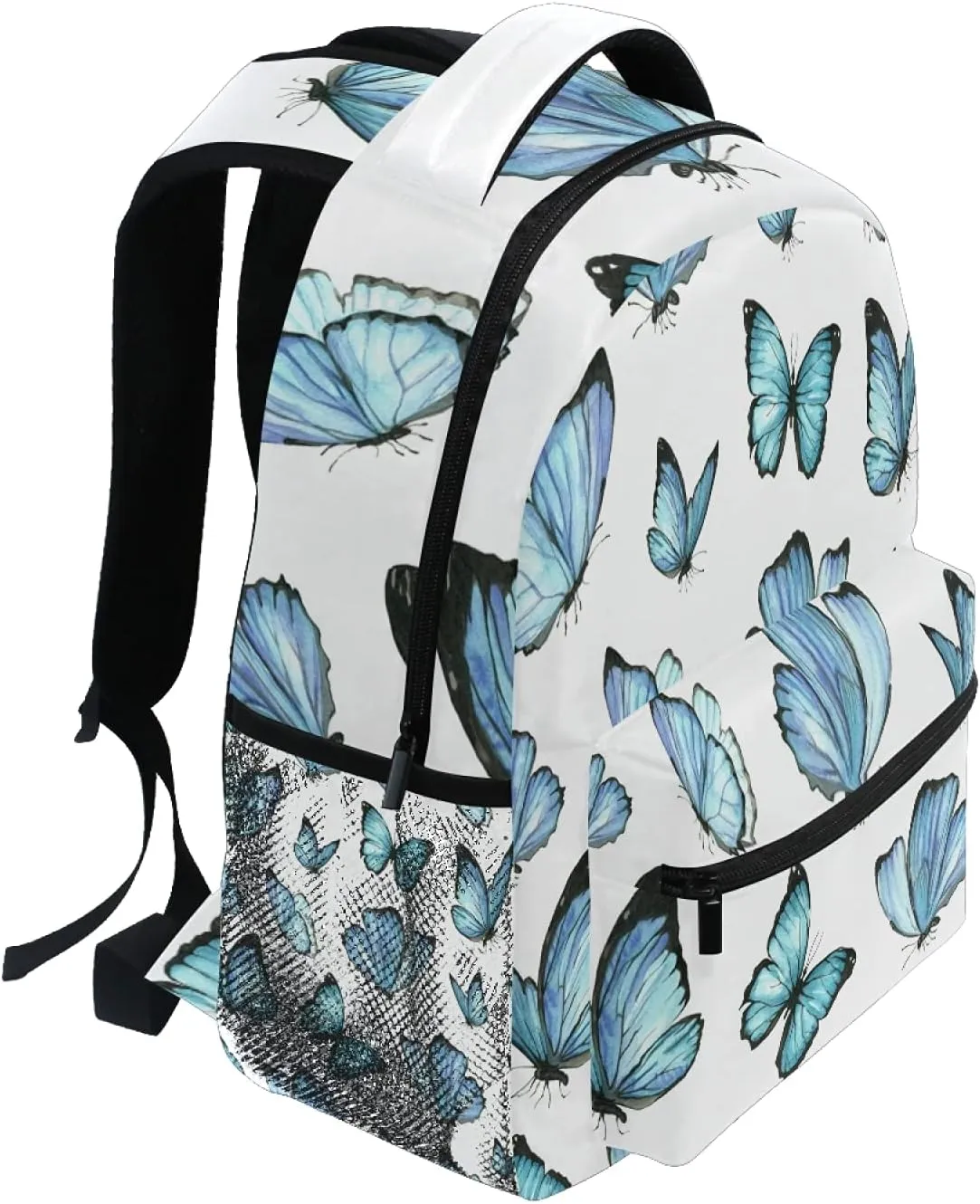 xigua Blue Butterfly Backpacks Waterproof Laptop Casual Daypack Tablet Travel Backpack School Bag with Multiple Pockets