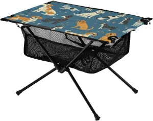 xigua Cute Dogs Folding Camping Table,Portable Camp Table with Carry Bag Beach Table Folding Table for Picnic, Camp,Party,Travel125