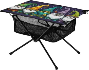 xigua Mardi Gras Gnome Folding Camping Table,Portable Camp Table with Carry Bag Beach Table Folding Table for Picnic, Camp,Party,Travel271