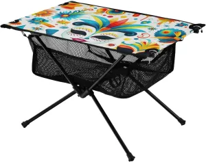 xigua Mardi Gras Masks Folding Camping Table,Portable Camp Table with Carry Bag Beach Table Folding Table for Picnic, Camp,Party,Travel292