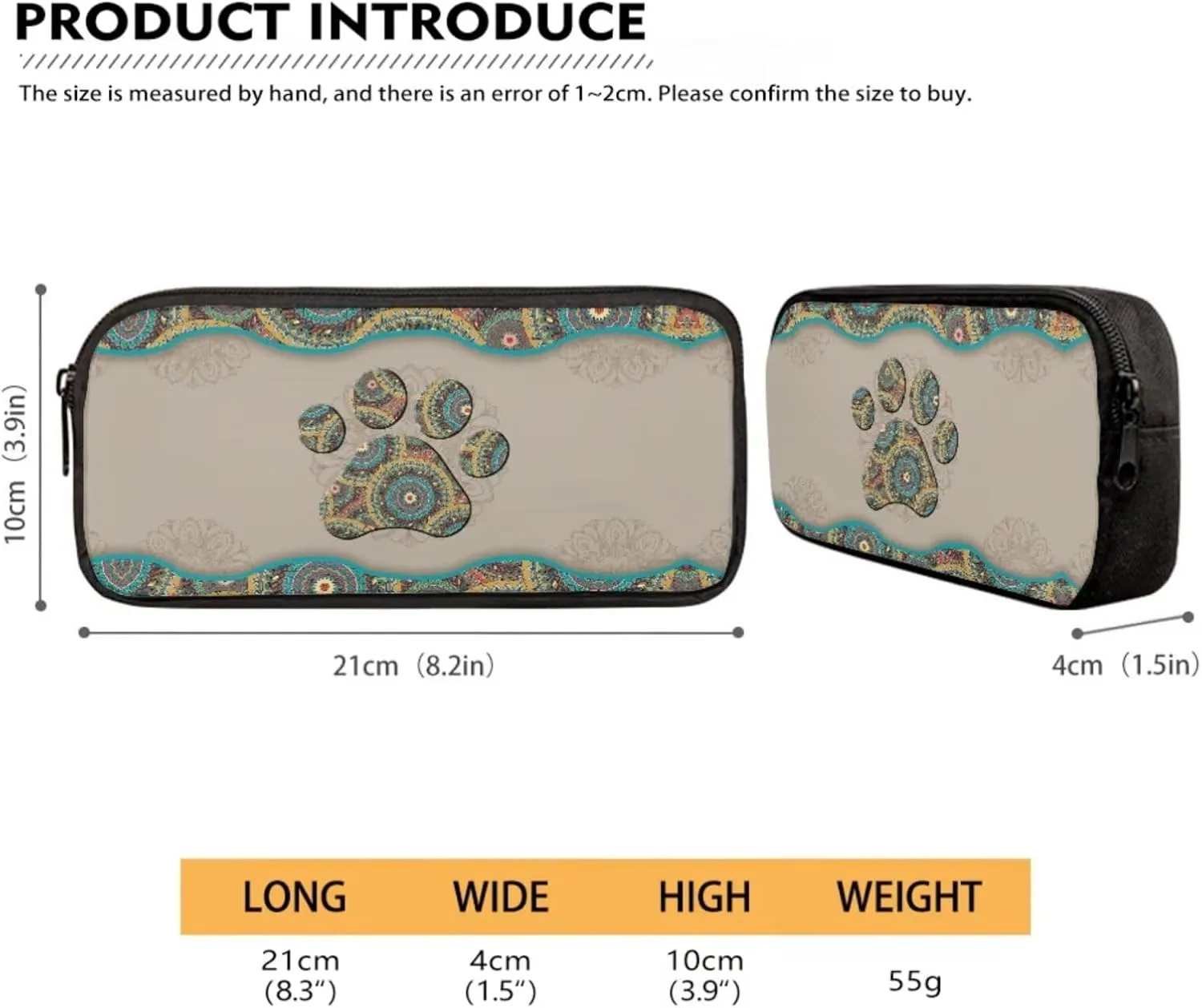 Xoenoiee Boho Mandala Dog Paw Print Kids Backpack Set for Boys Girls 17in School Backpack & Lunch Bag & Pencil Bag 3 in 1 Set for School Picnic Travel Daypack