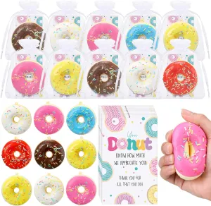 Xuhal 10 Set Teacher Appreciation Gifts Funny Donut Gift Donut Stress Ball Stress Relief Ball Donut Appreciation Cards Thank You Gift Cards with Organza Bags for School Teachers' Day