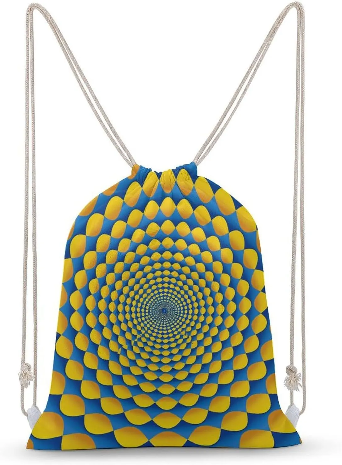 Yellow Circle Pattern Drawstring Backpack for Women Men Drawstring Bag for Travel Swimming Sports Gym Bag