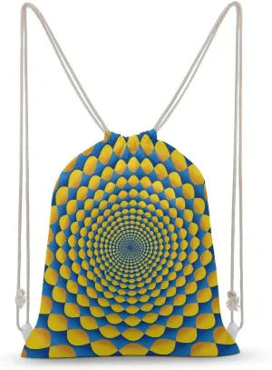 Yellow Circle Pattern Drawstring Backpack for Women Men Drawstring Bag for Travel Swimming Sports Gym Bag