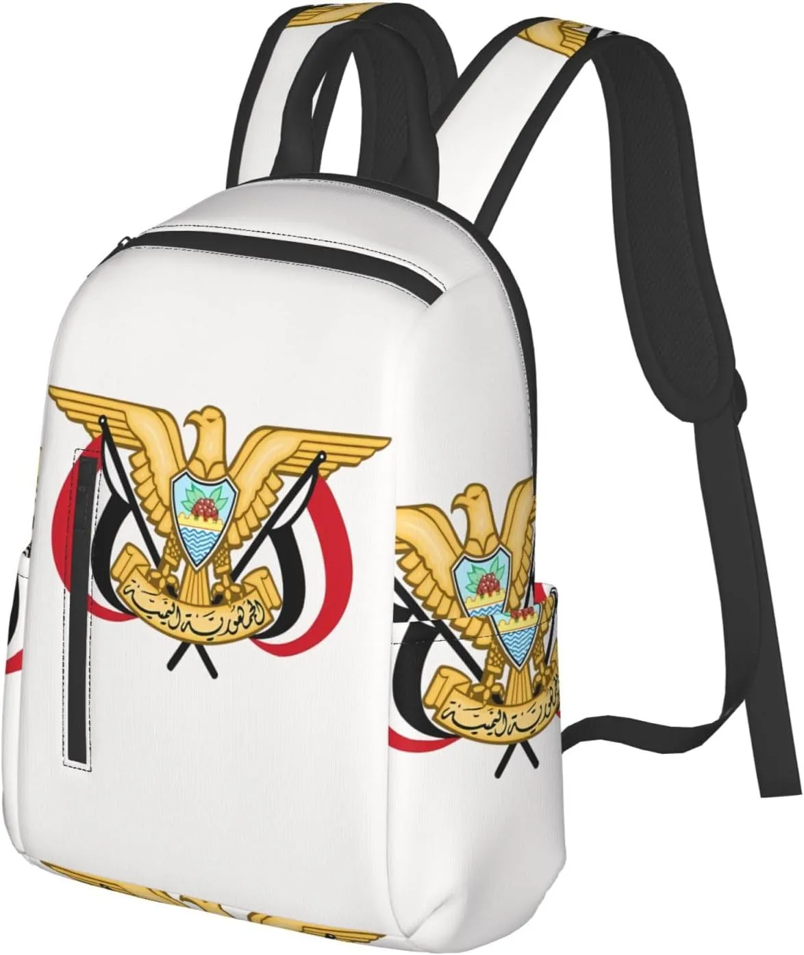 Yemen Yemeni Yemenian Flag Emblem Casual Laptop Backpack Travel Rucksack Sports Daypack Adjustable Strap Bags with Multi-Pockets for Working Running Camping