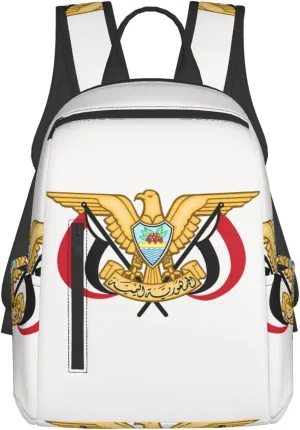 Yemen Yemeni Yemenian Flag Emblem Casual Laptop Backpack Travel Rucksack Sports Daypack Adjustable Strap Bags with Multi-Pockets for Working Running Camping