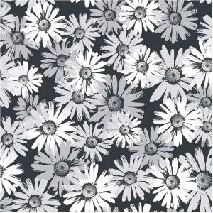 York Wallcoverings BT2738 Daisy Camo Wallpaper, Gun Metal Silver/Black Onyby/Bright White