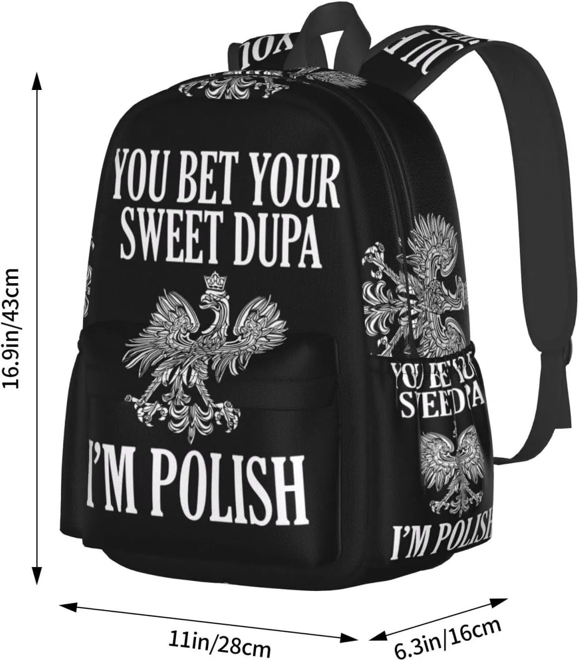 You Bet Your Sweet Dupa I'm Polish Laptop Backpack Work Travel Backpacks Business Rucksack Casual Outdoor Daypack with Adjustable Strap Bags for Sports Office Gym Hiking