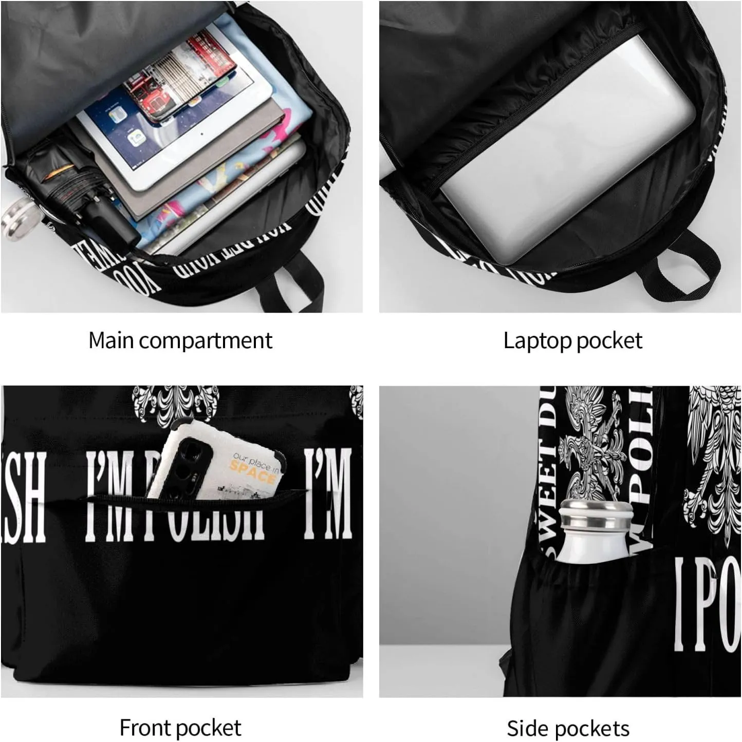 You Bet Your Sweet Dupa I'm Polish Laptop Backpack Work Travel Backpacks Business Rucksack Casual Outdoor Daypack with Adjustable Strap Bags for Sports Office Gym Hiking