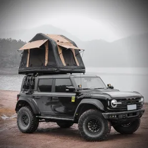 Your Camping Experience with Foldable Inflatable Roof Tent for 2-3 People, Quick Setup, Versatile Design, Khaki & Black