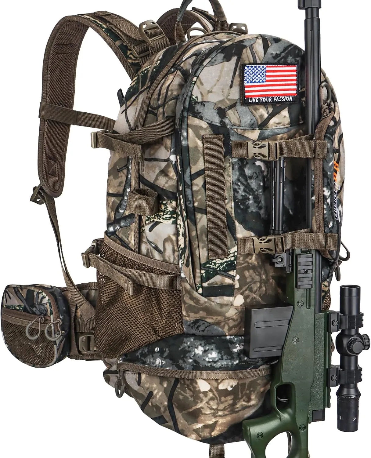 YVLEEN Hunting Backpack, Durable Camo Hunting Packs for Men, Large Capacity Hunting Day Pack for Rifle Bow Gun