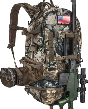 YVLEEN Hunting Backpack, Durable Camo Hunting Packs for Men, Large Capacity Hunting Day Pack for Rifle Bow Gun