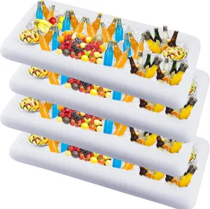 Zcaukya 4 Packs Inflatable Serving Bar, Ice Serving Buffet Salad Cooler, Salad Serving Trays Sets for Summer Swimming Pool Parties, Family Gatherings & More