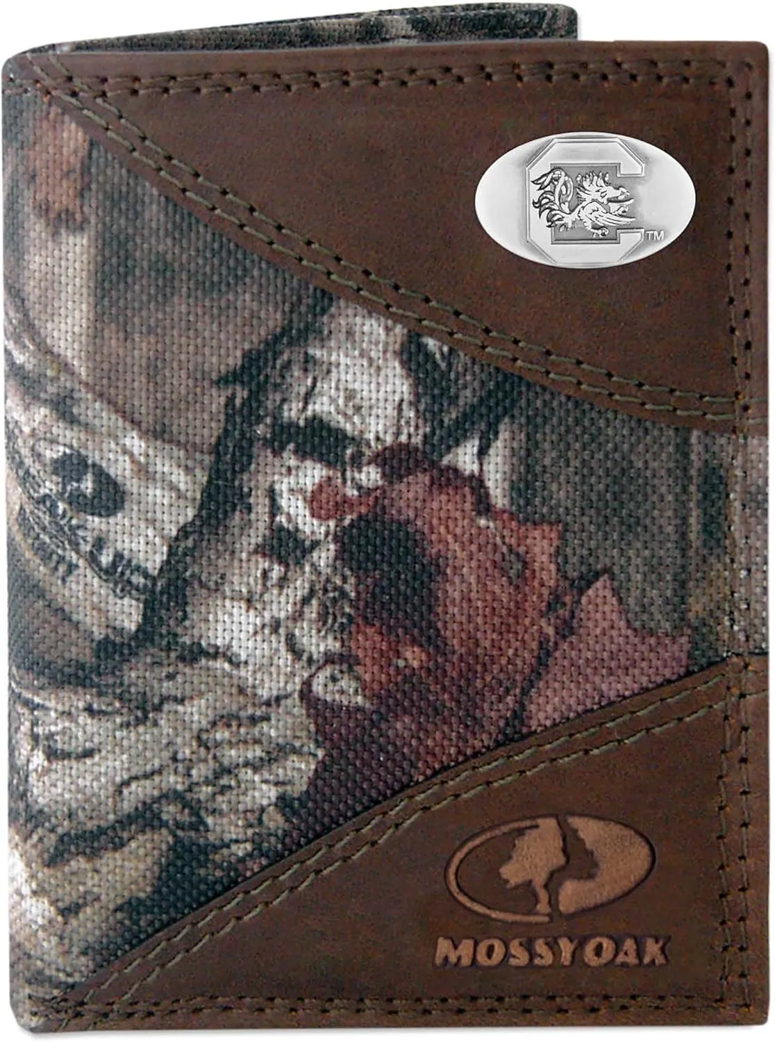 ZEP-PRO Men's Mossy Oak Nylon and Leather Trifold Concho Wallet