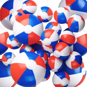 Zhanmai 30 Pcs Patriotic Beach Ball Red White and Blue Inflatable Beach Balls 4th of July Party Favors 4-5 Inch 8-12 inch for Independence Day Birthday Summer Outdoor Activity
