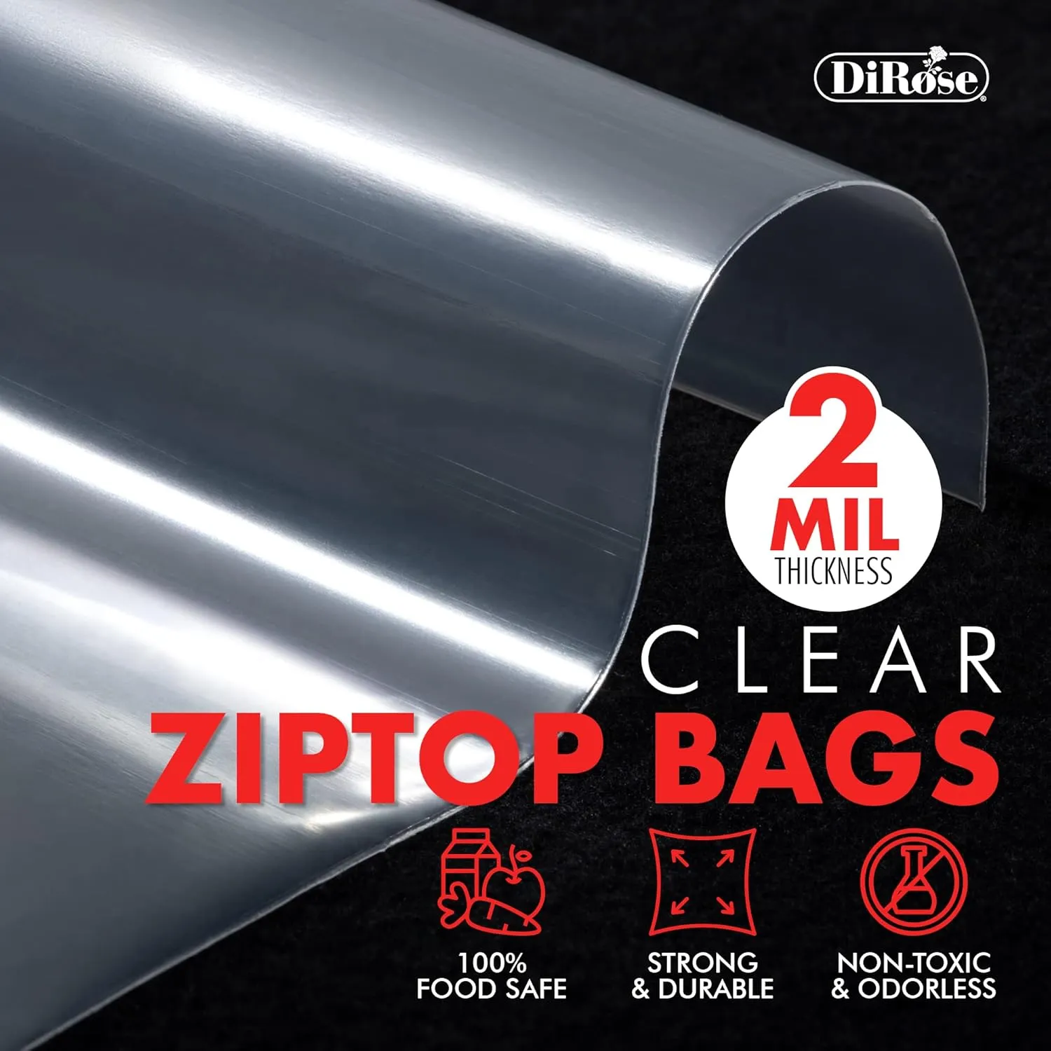 Zip Bags Clear Plastic With Zipper Seal - By DiRose | Resealable, Strong, Thick, Sturdy | For Organizing, Travel, Shipping, Packaging, and Storage | 10X12 | 1000 Pack