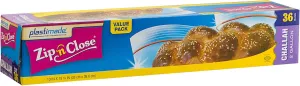 Zip'n'Close Disposable Plastic Resealable Storage Bags, 2 Gallon Size, 36 Bags, Great For Thanksgiving Home, Office, Vacation, Traveling, Sandwich, Fruits, Nuts, Cookies,
