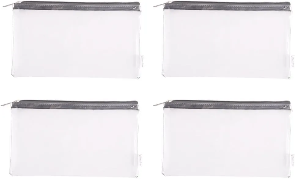 Zipper Clear Vinyl Security Bank Deposit Utility Tool Bag Check Wallet Money Organizer pouch 4-pack