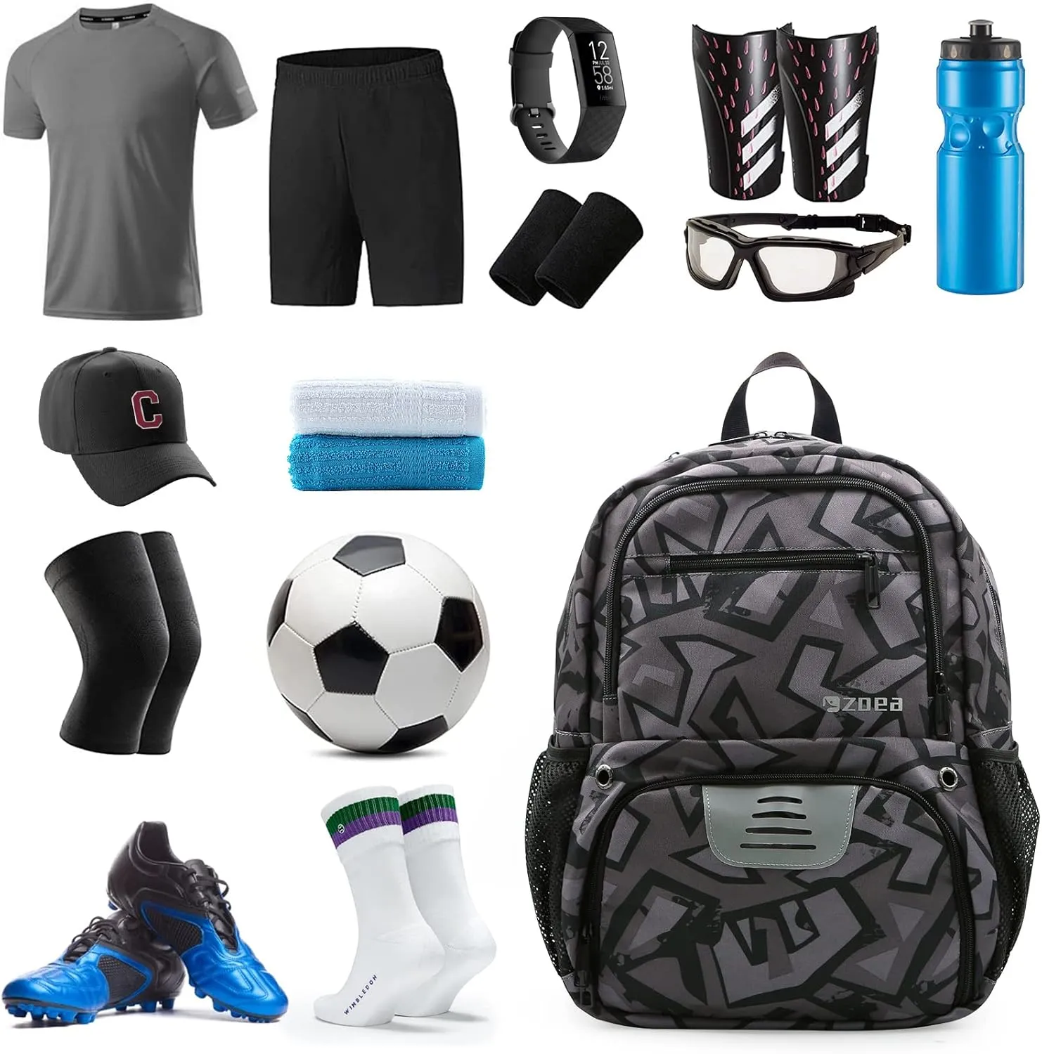 ZOEA Youth Soccer Bags - Boys Girls Backpack for Soccer, Basketball & Football & Volleyball with Ball Compartment