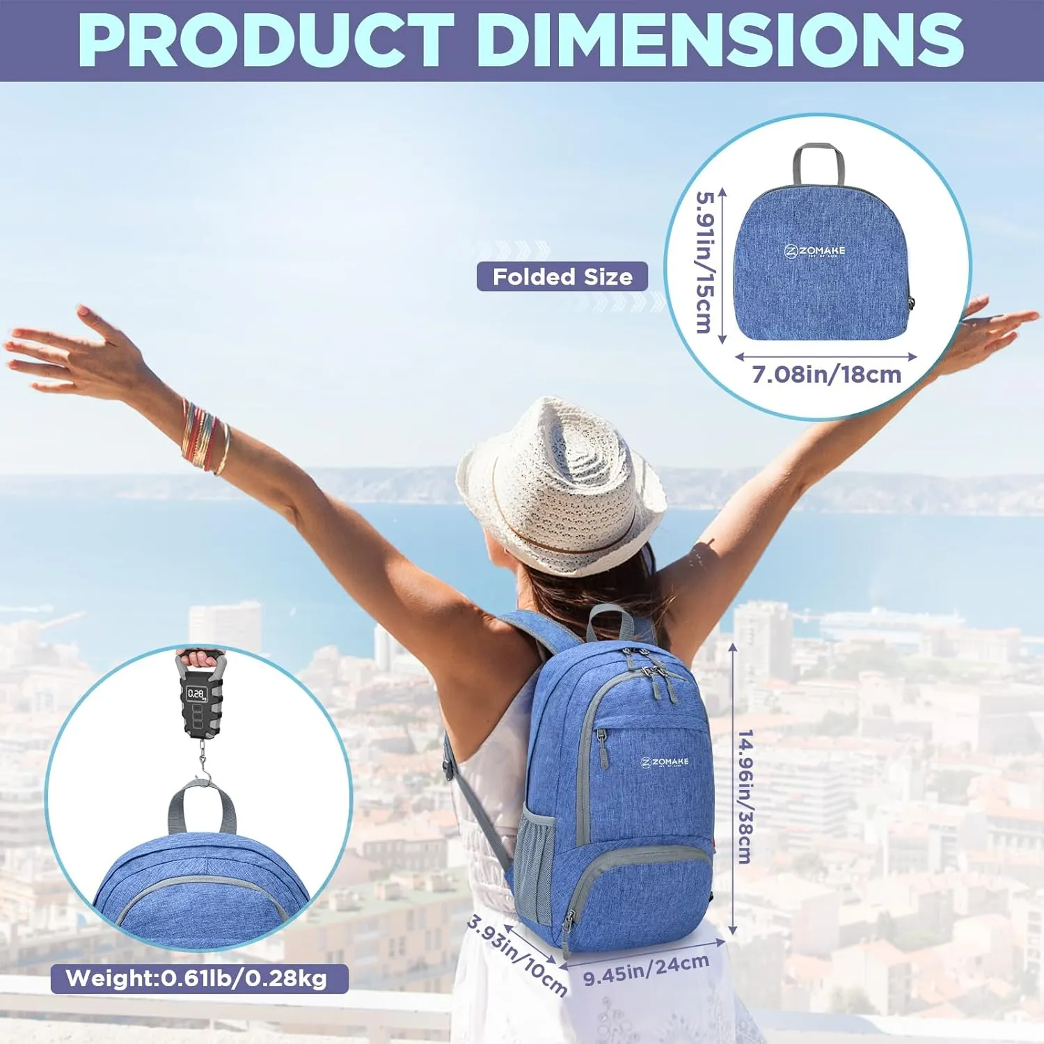ZOMAKE 20L Lightweight Packable Hiking Backpack - Small Travel Hiking Daypack - Tear Resistant Foldable Day Pack for Camping